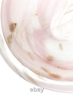 Murano Glass Vase Pink, White & Gold Fleck Swirl Vetro Eseguito Secondo Labelled