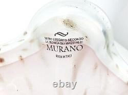 Murano Glass Vase Pink, White & Gold Fleck Swirl Vetro Eseguito Secondo Labelled