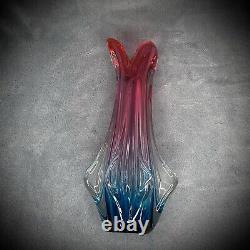 Murano Glass Vase Vintage Handblown Art Purple and Blue 12 in Gift Idea
