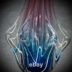Murano Glass Vase Vintage Handblown Art Purple and Blue 12 in Gift Idea