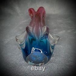 Murano Glass Vase Vintage Handblown Art Purple and Blue 12 in Gift Idea