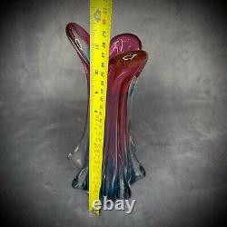 Murano Glass Vase Vintage Handblown Art Purple and Blue 12 in Gift Idea