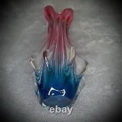 Murano Glass Vase Vintage Handblown Art Purple and Blue 12 in Gift Idea