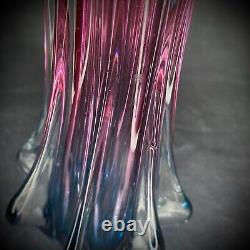 Murano Glass Vase Vintage Handblown Art Purple and Blue 12 in Gift Idea