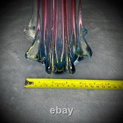 Murano Glass Vase Vintage Handblown Art Purple and Blue 12 in Gift Idea
