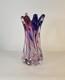 Murano Hand Blown Twisted Art Glass Swirl Vase Pink Blue Purple Swung-Like Vase