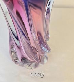 Murano Hand Blown Twisted Art Glass Swirl Vase Pink Blue Purple Swung-Like Vase