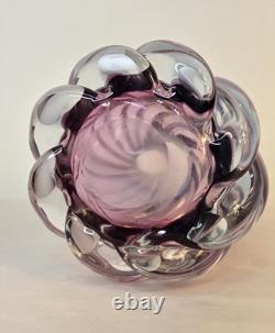 Murano Hand Blown Twisted Art Glass Swirl Vase Pink Blue Purple Swung-Like Vase