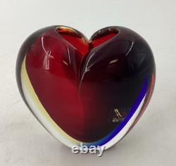 Murano Heart Vase Signed By L. Onesto With Original Vetro Artistico Sticker