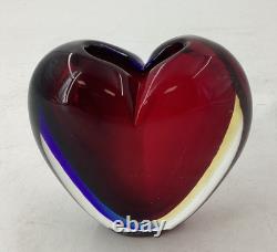 Murano Heart Vase Signed By L. Onesto With Original Vetro Artistico Sticker
