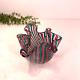 Murano Italia Signed Cane Ribbon Handkerchief Hand Blown Glass Object Green Pink