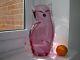 Murano Italian Pink Art Glass Large Cute Cat Signed Designed by Renato Anatra