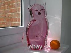 Murano Italian Pink Art Glass Large Cute Cat Signed Designed by Renato Anatra