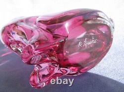 Murano Italian Pink Art Glass Large Cute Cat Signed Designed by Renato Anatra