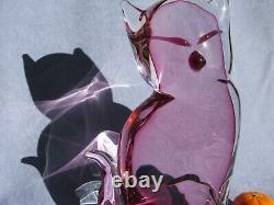 Murano Italian Pink Art Glass Large Cute Cat Signed Designed by Renato Anatra