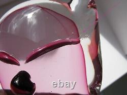 Murano Italian Pink Art Glass Large Cute Cat Signed Designed by Renato Anatra