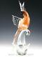 Murano Italy Art Glass 15.25 LARGE PARROT COCKATOO BIRD PINK & GOLD FLECK