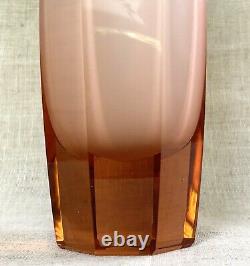 Murano Italy Art Glass Vase 12 Hexagonal Opaline Pink/Orange AS IS