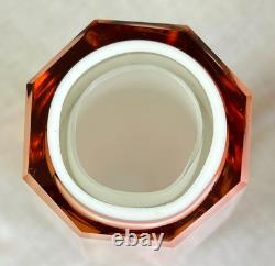 Murano Italy Art Glass Vase 12 Hexagonal Opaline Pink/Orange AS IS