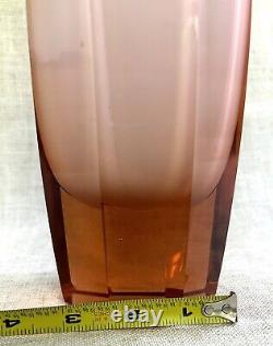 Murano Italy Art Glass Vase 12 Hexagonal Opaline Pink/Orange AS IS