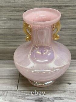 Murano Italy Style Glass Vase Pink Opal RARE PIECE