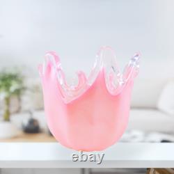 Murano Italy Style Hand Blown Pink Art Glass Handkerchief Vase 8 Tall Vintage