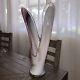 Murano Italy Vintage Rose Pink & White Opaline Vase 22H