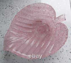 Murano Mid-Cent Fratelli Toso Pink Overshot Art Glass Leaf Bowl 19 cm (7½) MINT