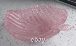 Murano Mid-Cent Fratelli Toso Pink Overshot Art Glass Leaf Bowl 19 cm (7½) MINT