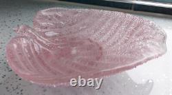 Murano Mid-Cent Fratelli Toso Pink Overshot Art Glass Leaf Bowl 19 cm (7½) MINT