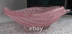 Murano Mid-Cent Fratelli Toso Pink Overshot Art Glass Leaf Bowl 19 cm (7½) MINT