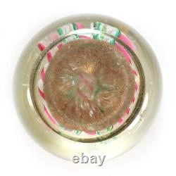 Murano Millefiori Latticino Antique Art Glass Paperweight Pink, Green & Copper