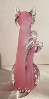 Murano Oball Pink Alabastro Glass Cat Sculpture Figurine Ornament