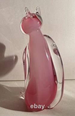 Murano Oball Pink Alabastro Glass Cat Sculpture Figurine Ornament