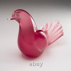Murano Oball Pink Venetian Cased Glass Love Bird, Dove 1960s Mid Century Modern