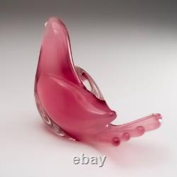 Murano Oball Pink Venetian Cased Glass Love Bird, Dove 1960s Mid Century Modern