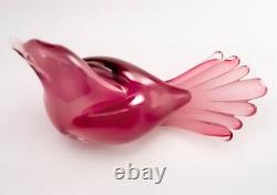 Murano Oball Pink Venetian Cased Glass Love Bird, Dove 1960s Mid Century Modern