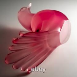 Murano Oball Pink Venetian Cased Glass Love Bird, Dove 1960s Mid Century Modern