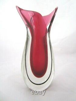 Murano Oball sommerso fishtail vase L Onesto pink art glass