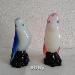 Murano Opaline Glass Pink Bird Figurine Signed Italy 13.5cm Art Sculpture Venice