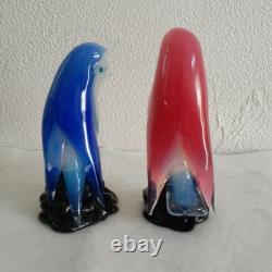Murano Opaline Glass Pink Bird Figurine Signed Italy 13.5cm Art Sculpture Venice