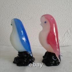 Murano Opaline Glass Pink Bird Figurine Signed Italy 13.5cm Art Sculpture Venice