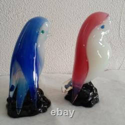Murano Opaline Glass Pink Bird Figurine Signed Italy 13.5cm Art Sculpture Venice