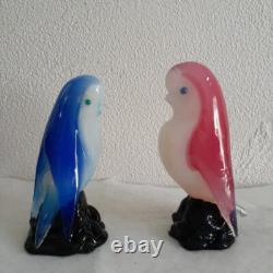 Murano Opaline Glass Pink Bird Figurine Signed Italy 13.5cm Art Sculpture Venice