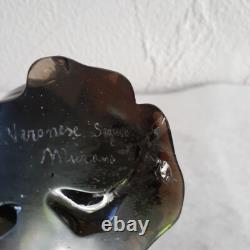 Murano Opaline Glass Pink Bird Figurine Signed Italy 13.5cm Art Sculpture Venice