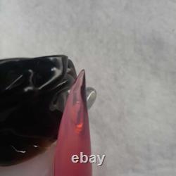 Murano Opaline Glass Pink Bird Figurine Signed Italy 13.5cm Art Sculpture Venice
