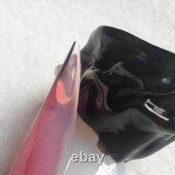 Murano Opaline Glass Pink Bird Figurine Signed Italy 13.5cm Art Sculpture Venice
