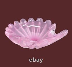 Murano Opaline Pink Art Glass Shell Bowl