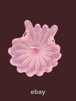 Murano Opaline Pink Art Glass Shell Bowl