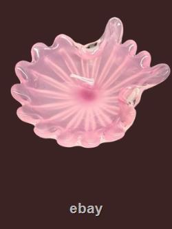 Murano Opaline Pink Art Glass Shell Bowl